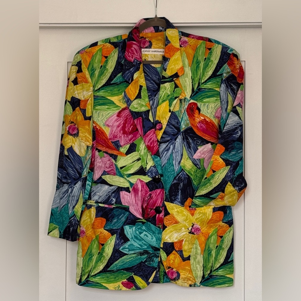 Cathy Hardwick Floral Blazer - Multicolor Tropical Print